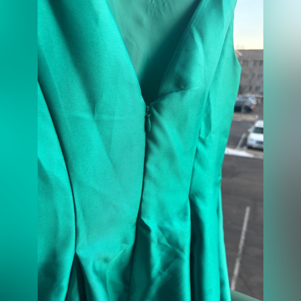 🆕✨ Adrianna Papell Emerald Fit&Flare Satin Midi Cocktail Dress Size 2,12 Gown - Picture 11 of 17